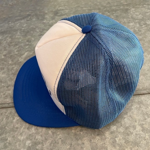 Vintage Ute Iowa 1984 Centennial State Bank Snapback Trucker Hat Blue White 80s - Picture 5 of 10